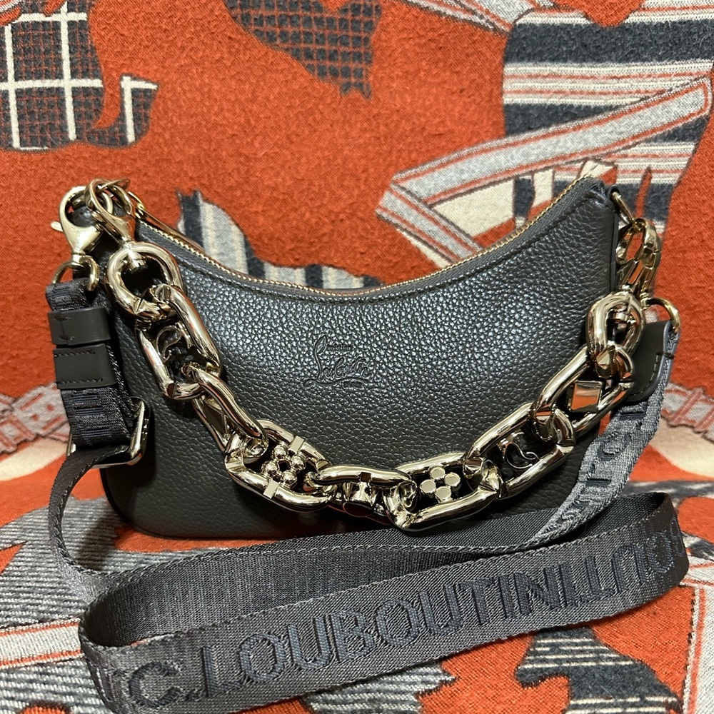 CHRISTIAN LOUBOUTIN ❤️🌟LOUBILA GRAY BAG W/ TWO DETACHABLE STRAP ⭐️